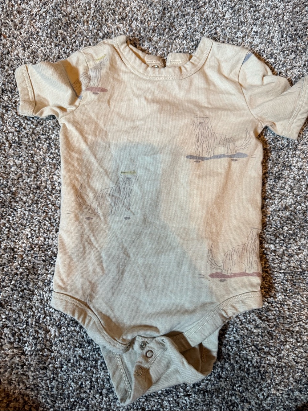NWOT Pehr Neutral Cream Kids Bodysuit with Shaggy Dog